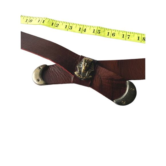 Mens Brown King Tut Belt Golden Buckle 5 Holes B79